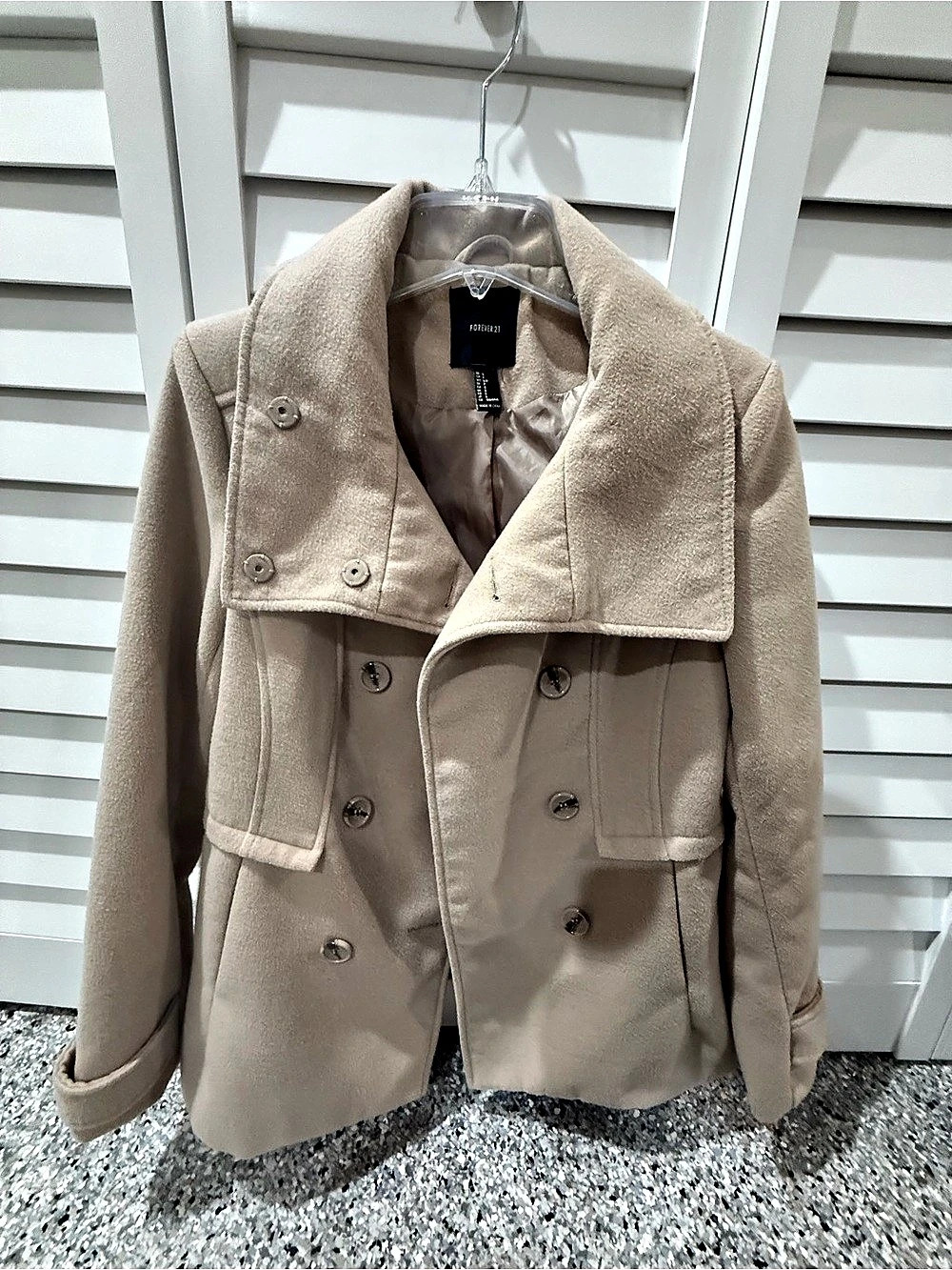Forever 21 Women's Beige Double-Breasted Jacket size small